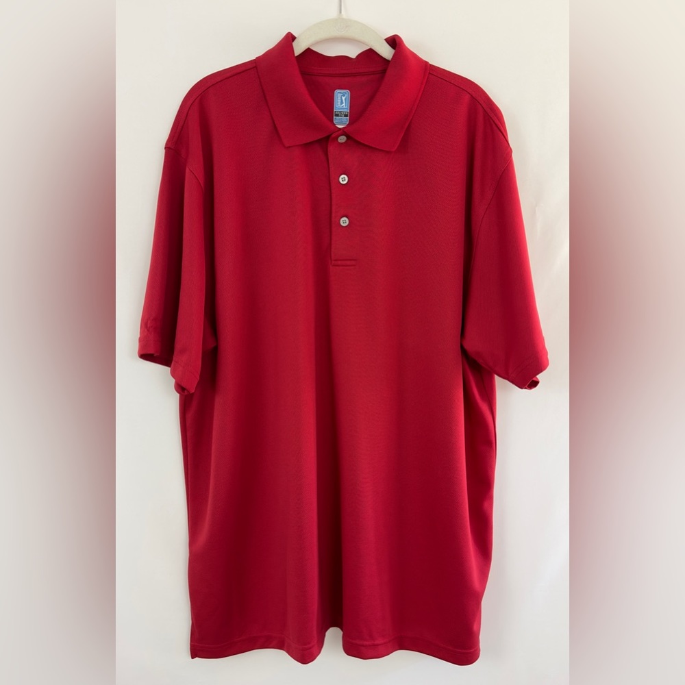 Mens PGA Tour Golf Airflux Short Sleeve Red Polo XXL
